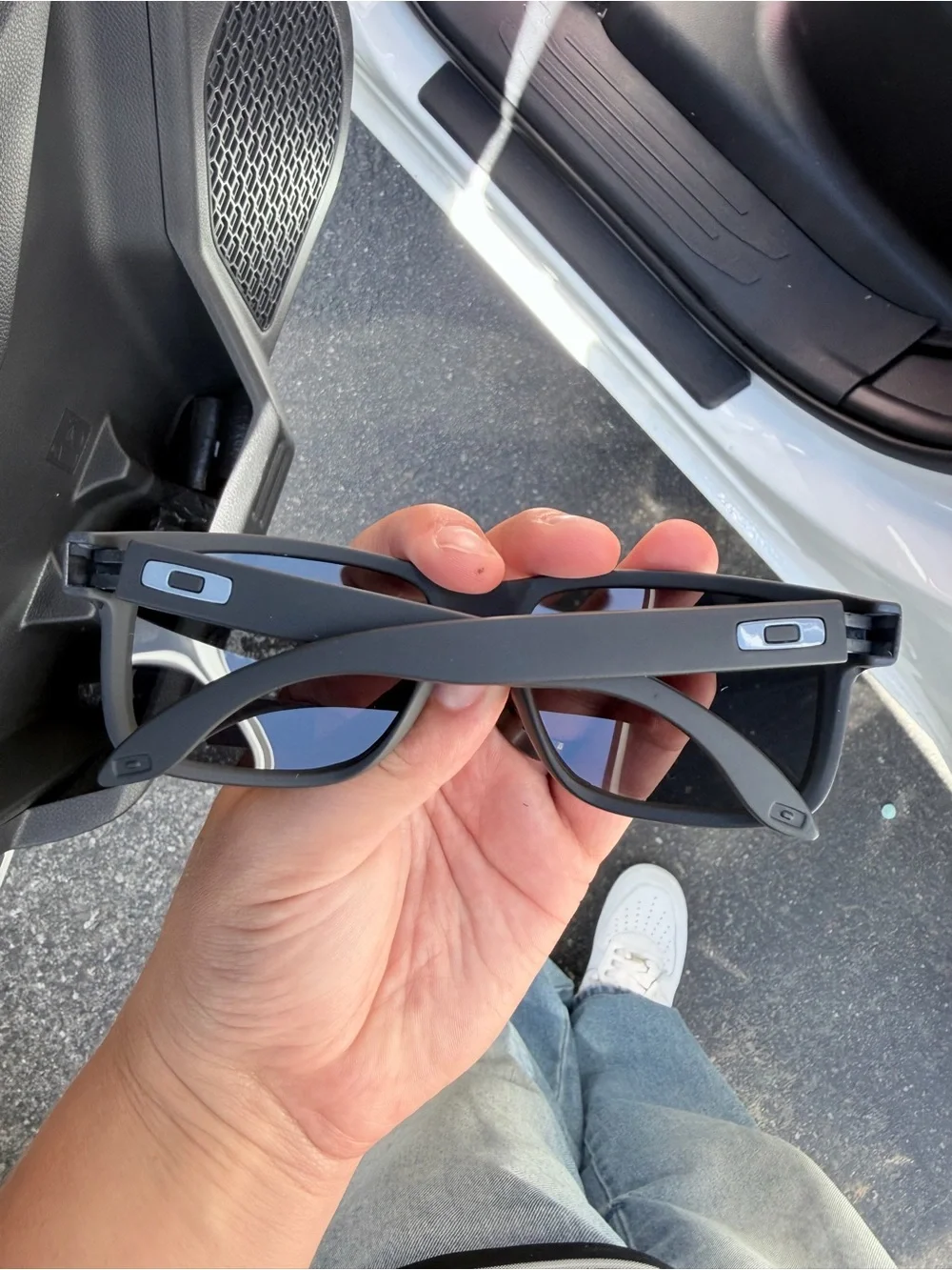 Oakley Matte Black Square Sunglasses with Dark Lenses